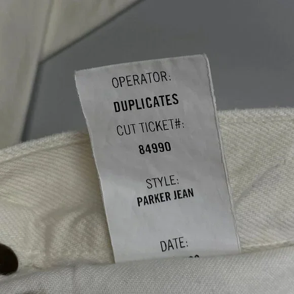 NEW AGOLDE Women’s Parker Straight Denim Jeans Fortune Cookie White Size 27